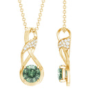 Rosec Jewels-Certified Green Sapphire and Diamond Infinity Necklace with Chain