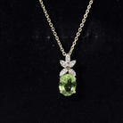 1.7 Carat Oval Peridot Diamond Flower Necklace for Women AAA 14K Yellow Gold Plated Silver - Rosec Jewels