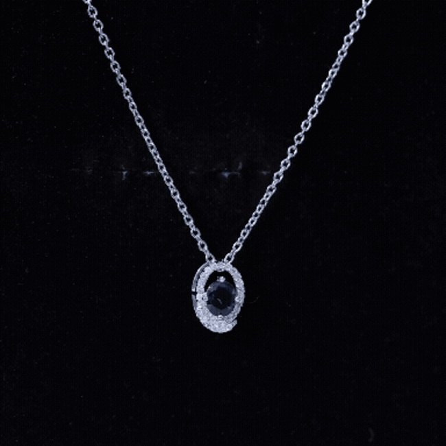 Certified Oval Shape Blue Sapphire Diamond Pendant Necklace with Chain AAA 92.5 Sterling Silver - Rosec Jewels