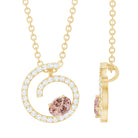 Rosec Jewels-Certified Morganite and Diamond Swirl Necklace with Silver Chain