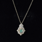 Natural 2 Carat Ethiopian Opal Vintage Necklace with Diamond AAA 14K Yellow Gold Plated Silver - Rosec Jewels