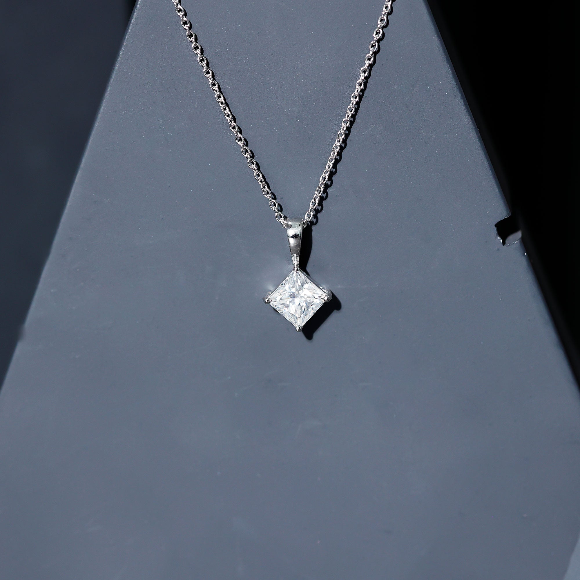 4 Carat Princess Cut Lab Grown Diamond Solitaire Pendant with IGI Certificate Lab - ( E-VS1 ) - Rosec Jewels