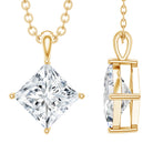 4 Carat Princess Cut Lab Grown Diamond Solitaire Pendant with IGI Certificate Lab - ( E-VS1 ) - Rosec Jewels