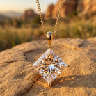 5 Carat Lab Grown Diamond Princess Cut Solitaire Necklace IGI Certified Lab - ( E-VS1 ) - Rosec Jewels