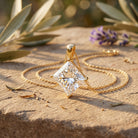5 Carat Lab Grown Diamond Princess Cut Solitaire Necklace IGI Certified Lab - ( E-VS1 ) - Rosec Jewels