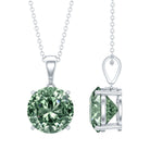 IGI Certified Round Lab Grown Green Diamond Solitaire Necklace 5 Carat Vivid Green - VS1 - Rosec Jewels