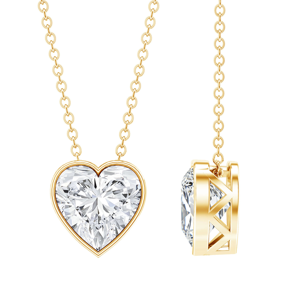 Rosec Jewels-Bezel Set 2 Carat Lab Grown Diamond Heart Necklace with IGI Certificate