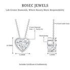 Rosec Jewels-Bezel Set 3 Carat Lab Grown Diamond Heart Necklace with IGI Certificate