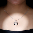 3 CT Oval Cut Black Spinel Eternity Necklace with Silver Chain AAA 92.5 Sterling Silver - Rosec Jewels