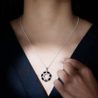 3 CT Oval Cut Black Spinel Elegant Pendant with Moissanite AAA - Rosec Jewels