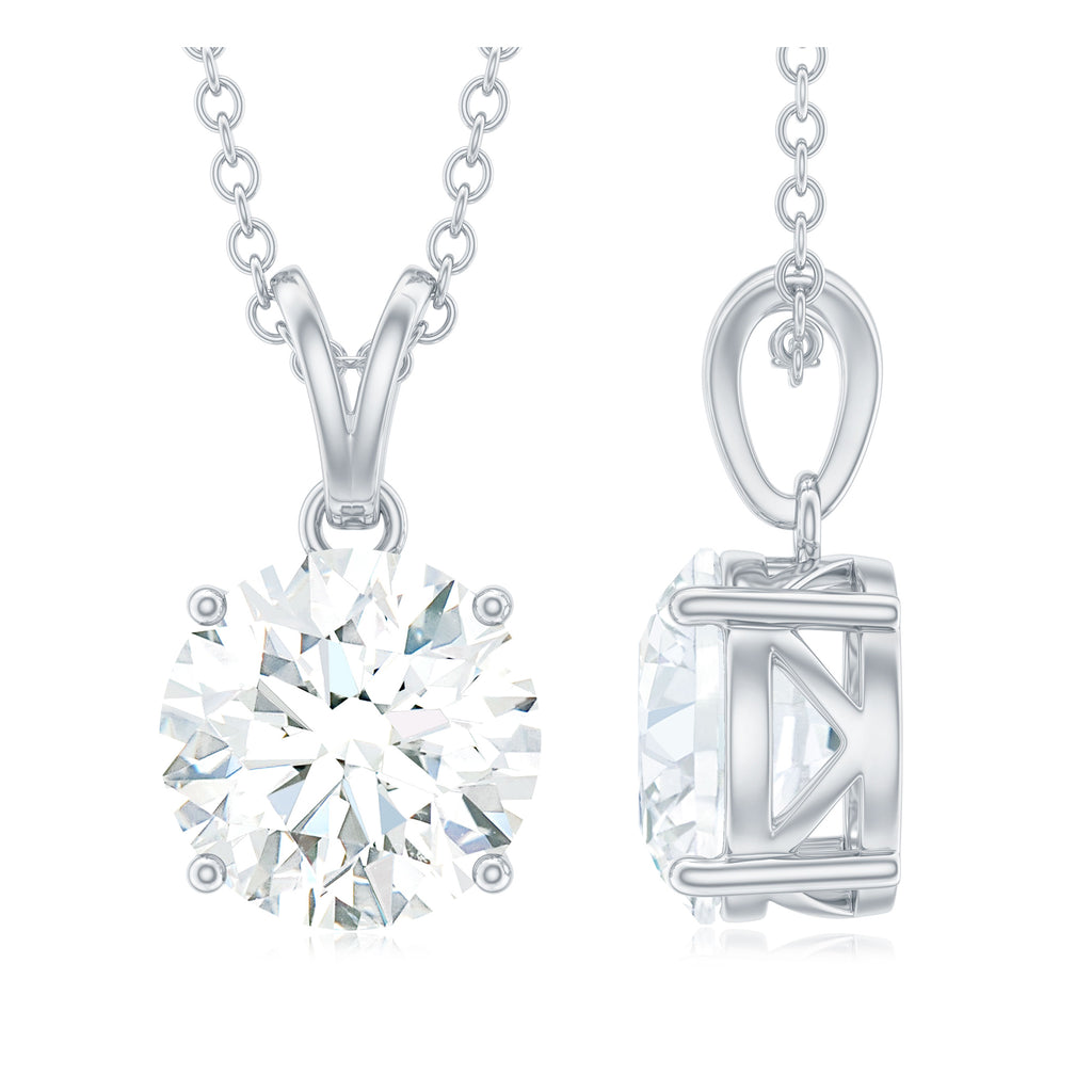 8 MM Certified Moissanite Solitaire Pendant Necklace Moissanite - ( D-VS1 ) - Color and Clarity - Rosec Jewels