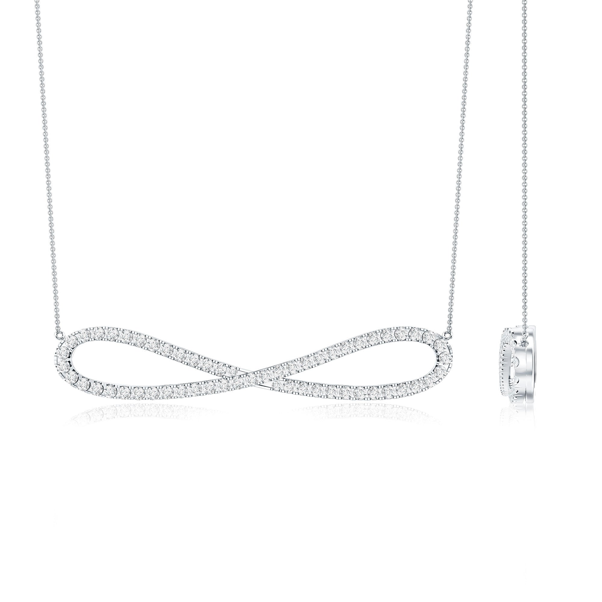 Pave Set Moissanite Infinity Necklace with Certificate D-VS1 - Rosec Jewels