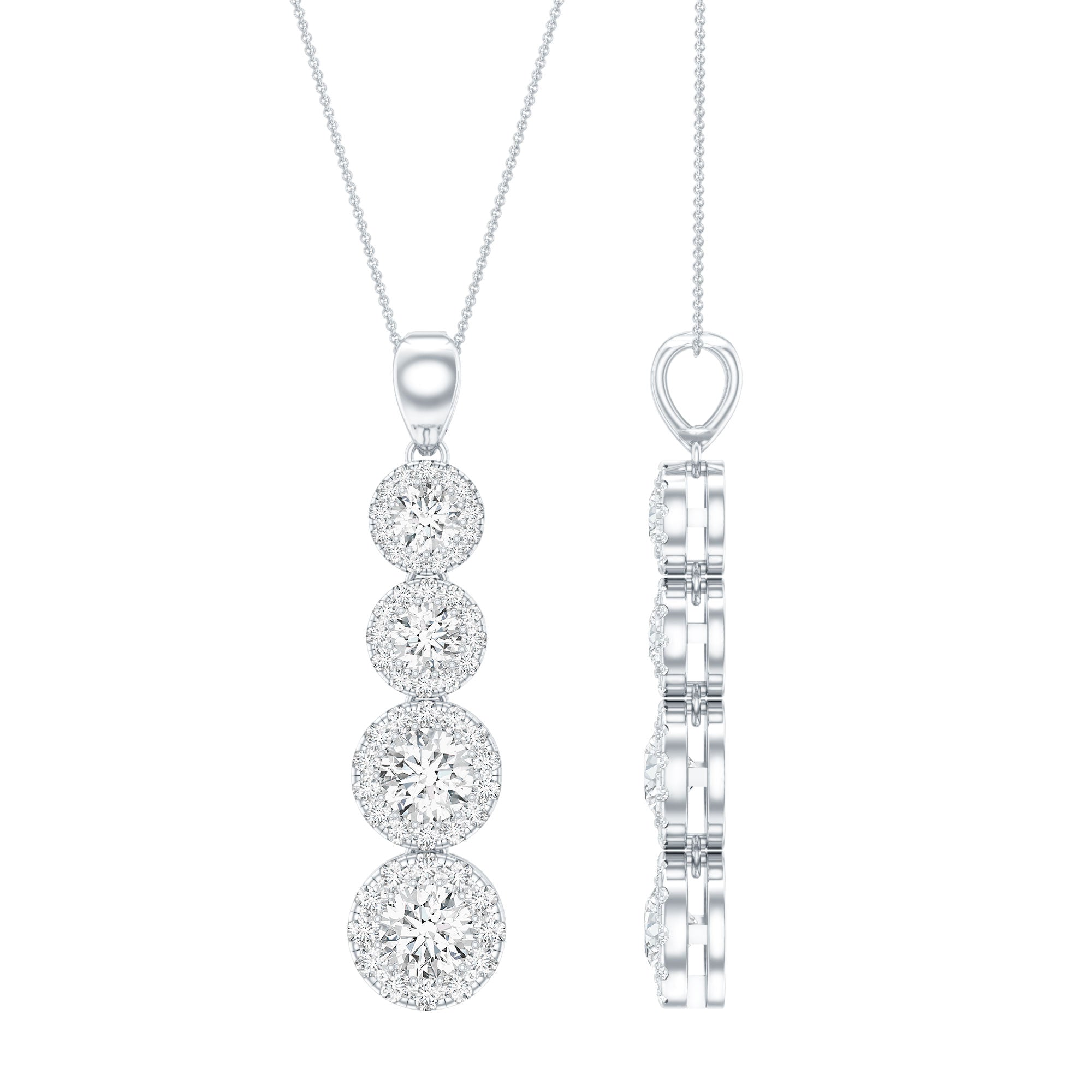 Certified Moissanite Minimal Halo Dangle Pendant D-VS1 - Rosec Jewels