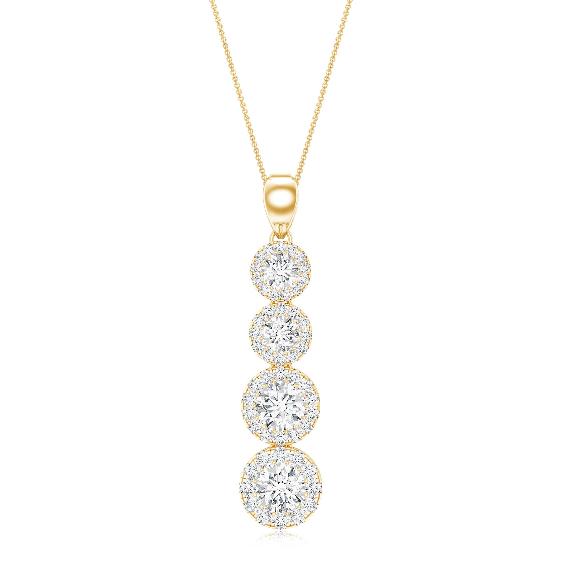Certified Moissanite Minimal Halo Dangle Pendant D-VS1 - Rosec Jewels