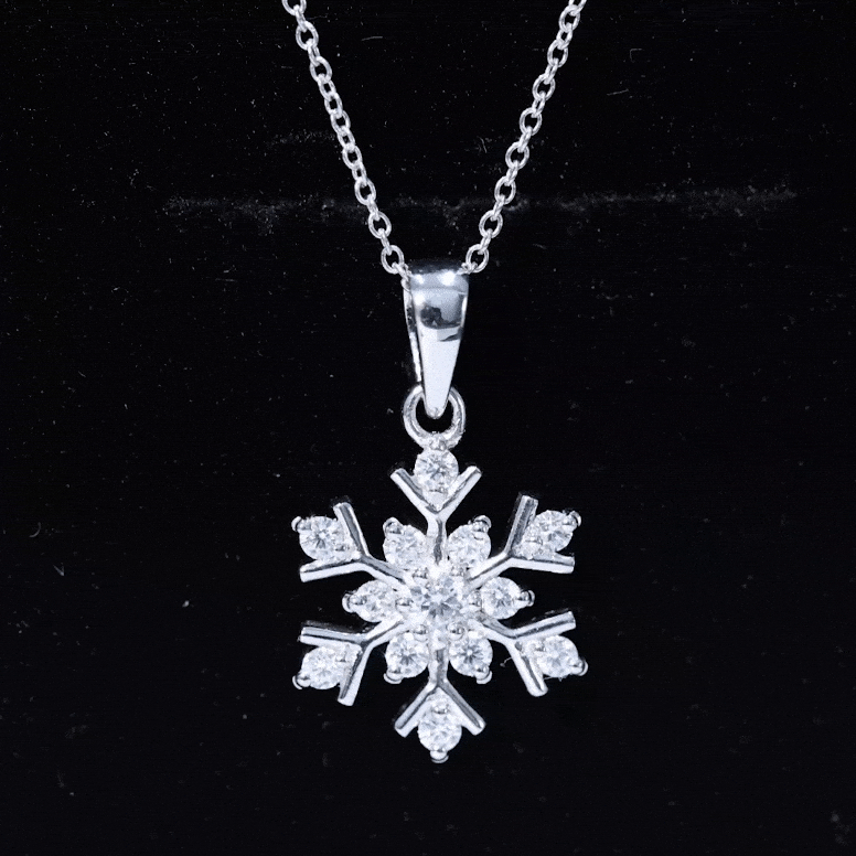 Certified Moissanite Snowflake Pendant Necklace for Women D-VS1 - Rosec Jewels