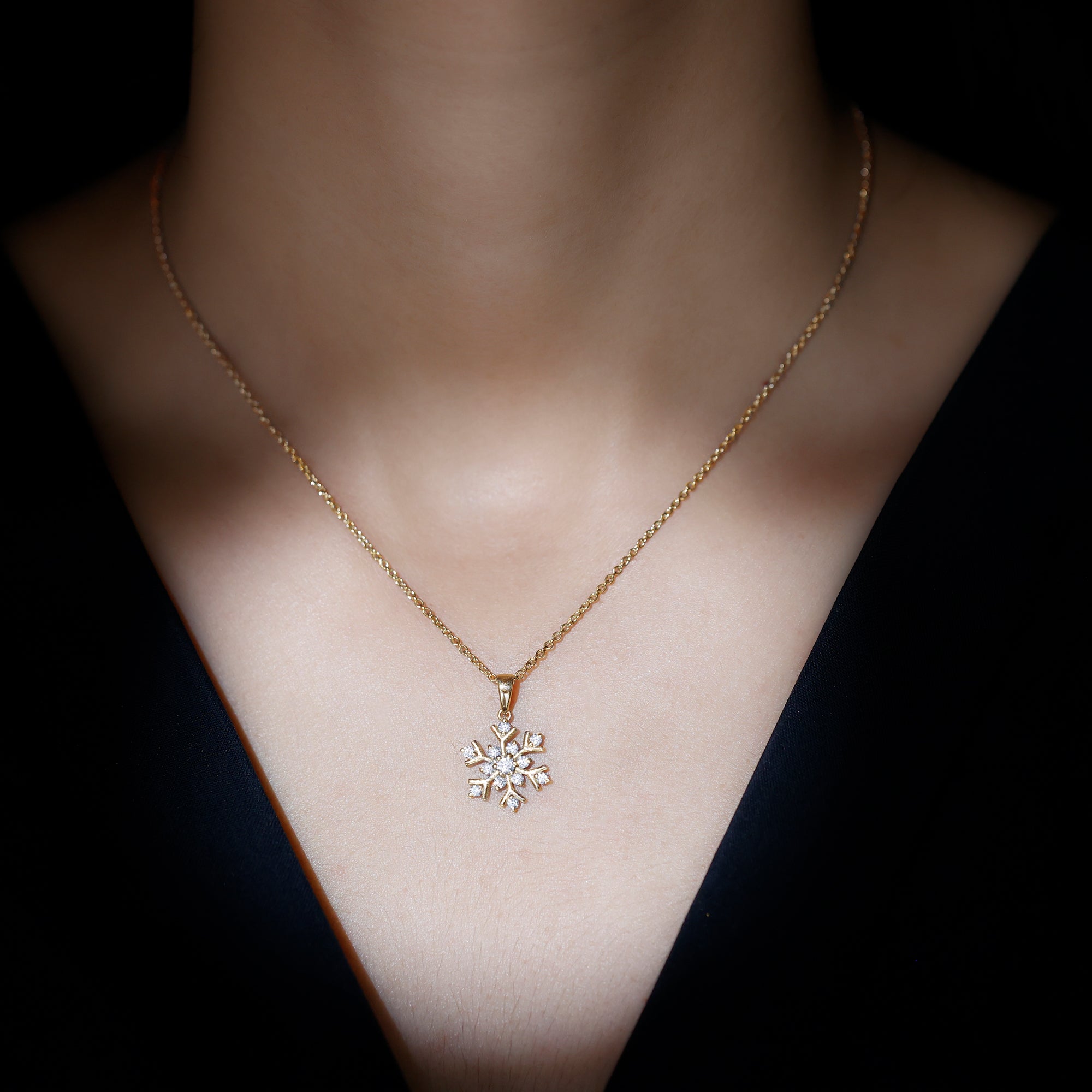 Certified Moissanite Snowflake Pendant Necklace for Women D-VS1 - Rosec Jewels