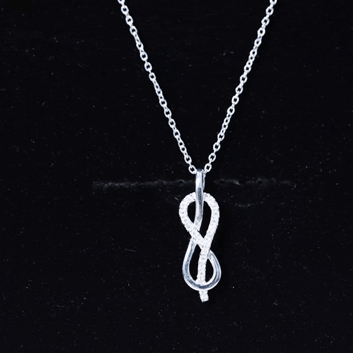 Minimal Moissanite Infinity Knot Style Pendant Necklace Moissanite - ( D-VS1 ) - Color and Clarity - Rosec Jewels