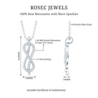Certified Moissanite Infinity Pendant Necklace with Chain D-VS1 92.5 Sterling Silver - Rosec Jewels