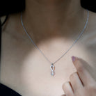 Certified Moissanite Infinity Pendant Necklace with Chain D-VS1 92.5 Sterling Silver - Rosec Jewels