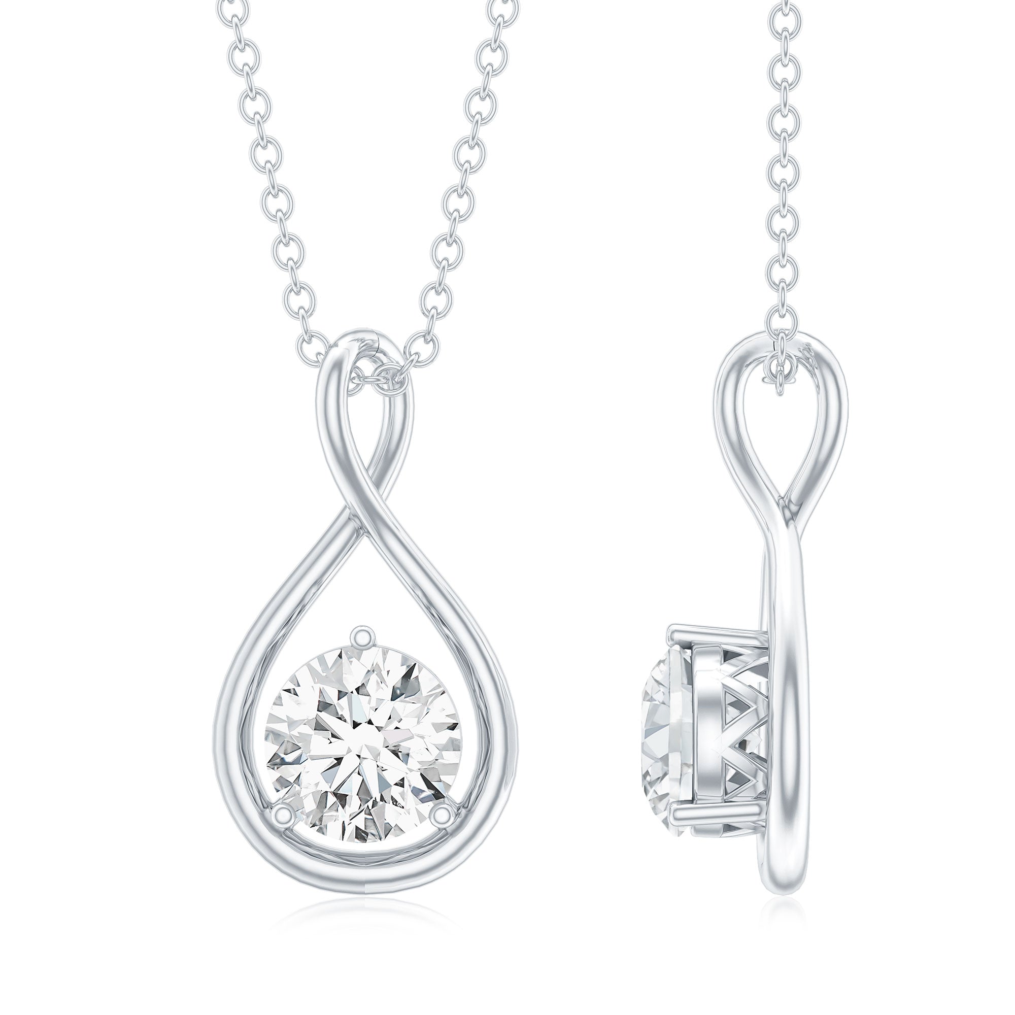 0.9 Carat Solitaire Moissanite Infinity Pendant with Certificate D-VS1 - Rosec Jewels