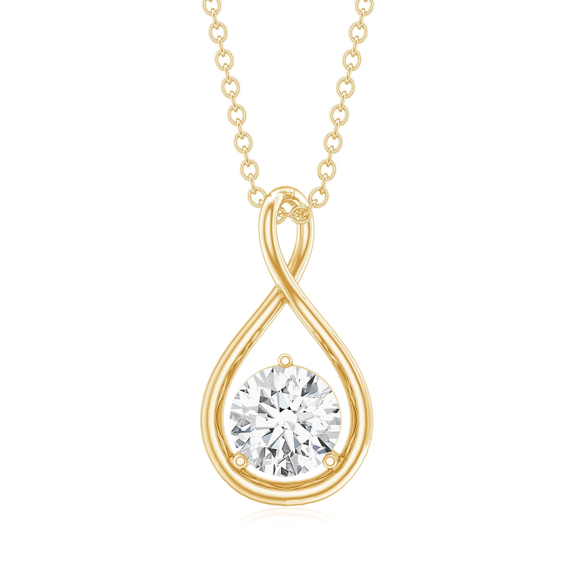 0.9 Carat Solitaire Moissanite Infinity Pendant with Certificate D-VS1 - Rosec Jewels