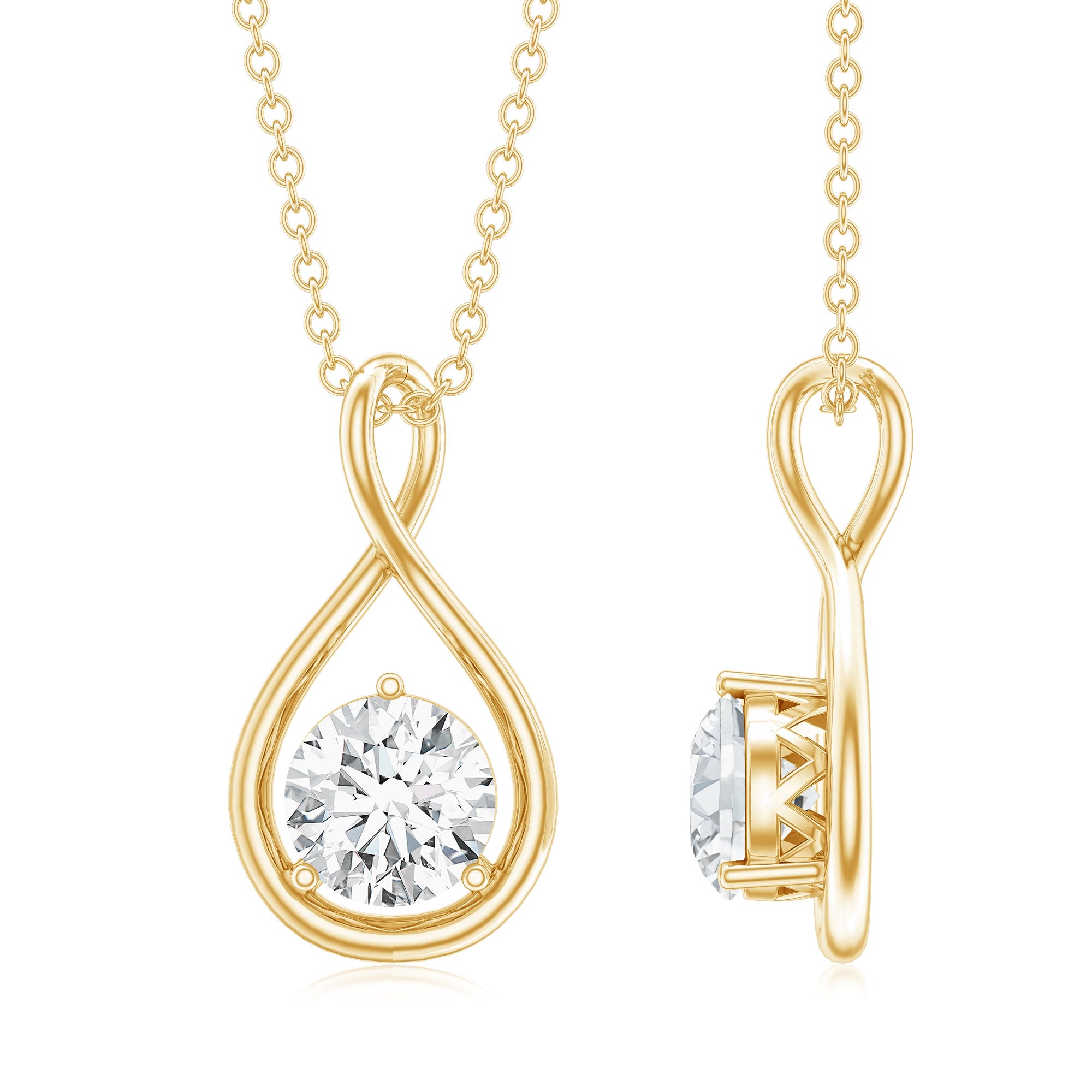 0.9 Carat Solitaire Moissanite Infinity Pendant with Certificate D-VS1 - Rosec Jewels