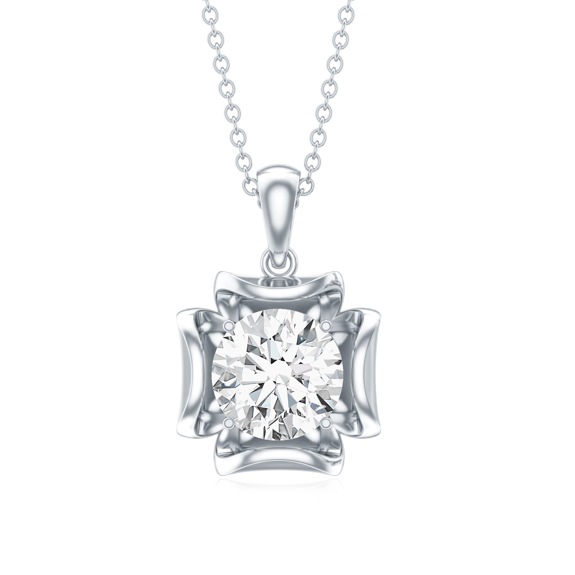 Certified Moissanite Solitaire Pendant in Prong Setting D-VS1 - Rosec Jewels