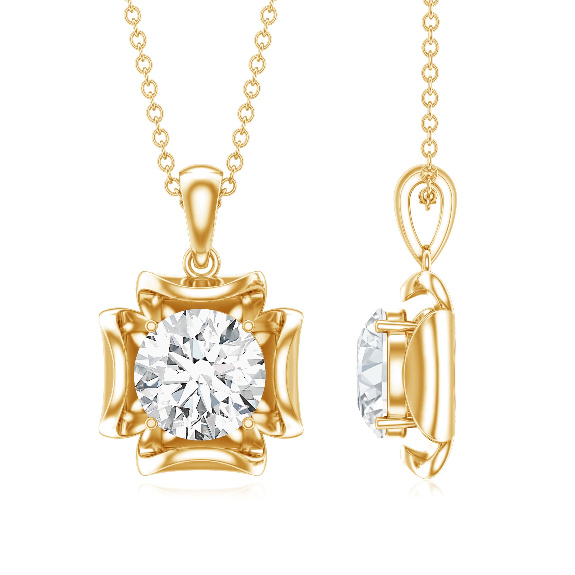 Certified Moissanite Solitaire Pendant in Prong Setting D-VS1 - Rosec Jewels
