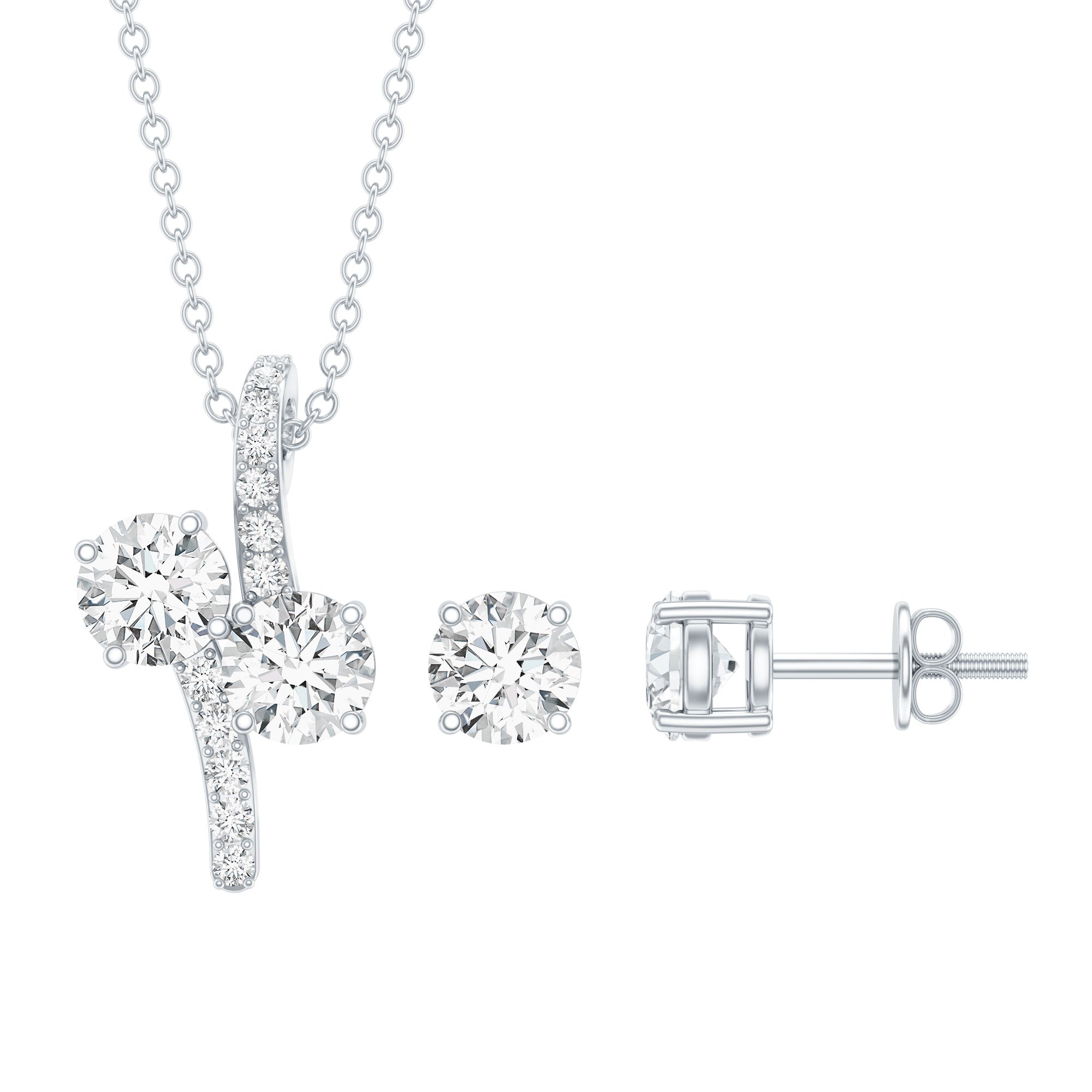 Certified Moissanite Minimal Jewelry Set D-VS1 - Rosec Jewels