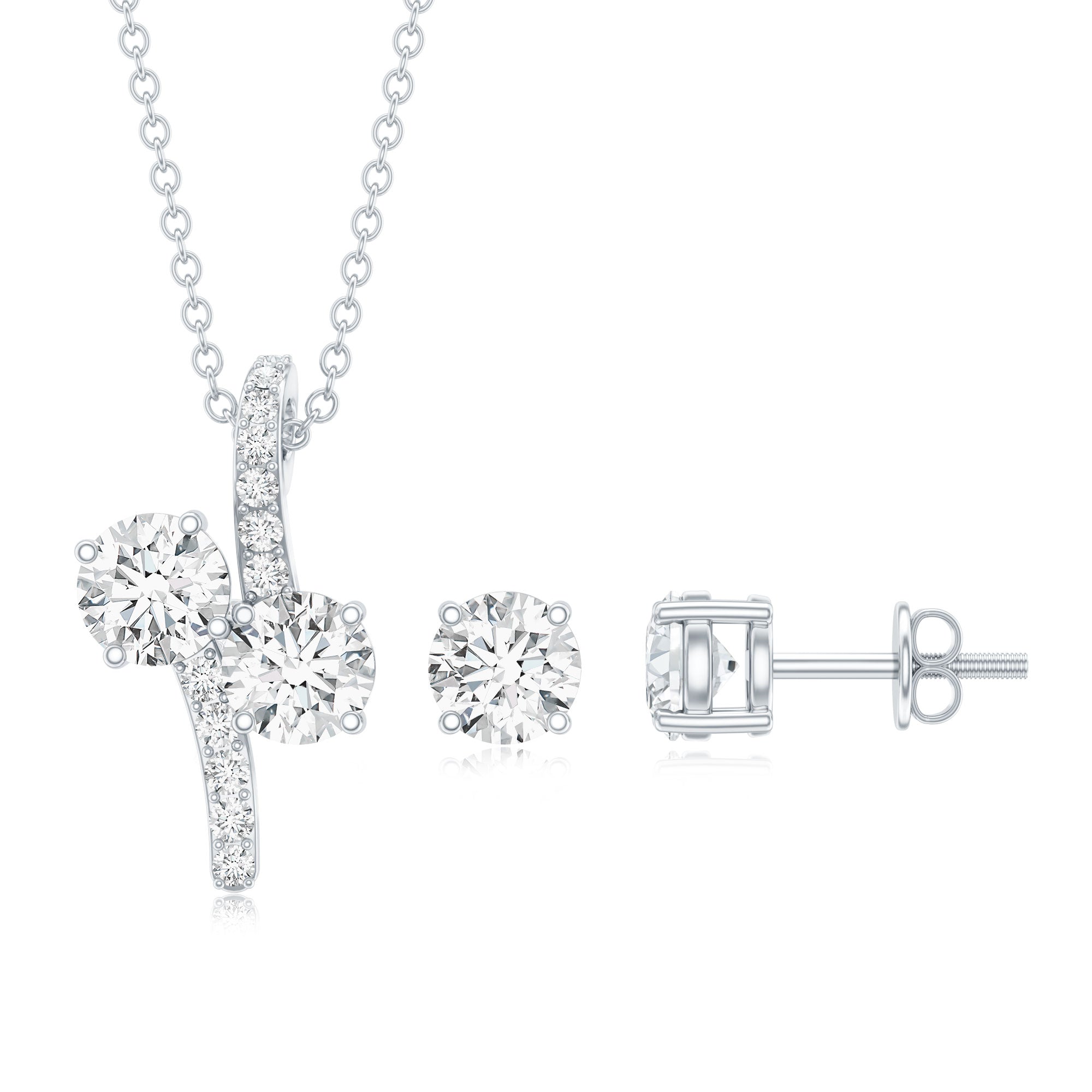 Certified Moissanite Minimal Jewelry Set D-VS1 - Rosec Jewels