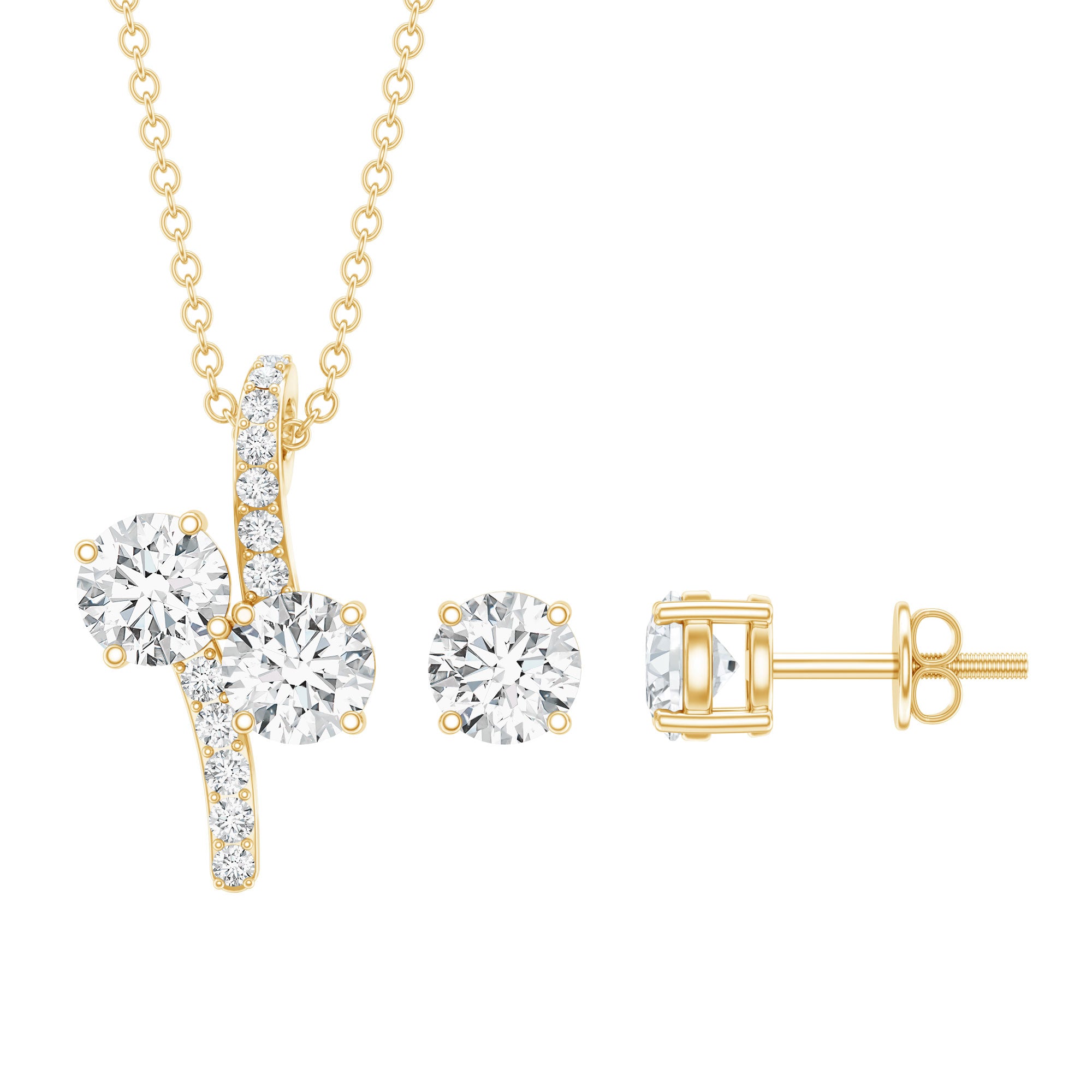Certified Moissanite Minimal Jewelry Set D-VS1 - Rosec Jewels