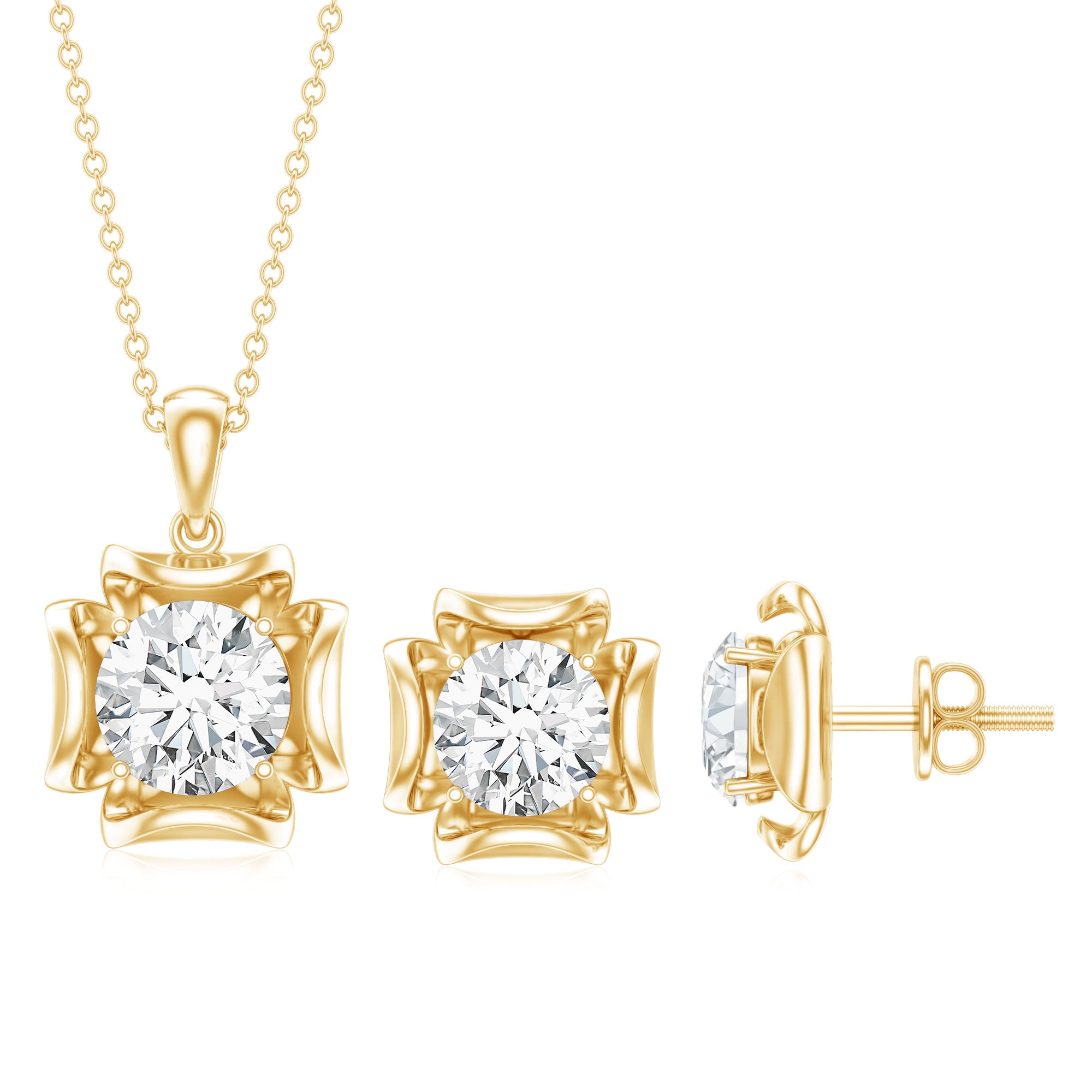 4 CT Round Shape Moissanite Solitaire Jewelry Set D-VS1 - Rosec Jewels