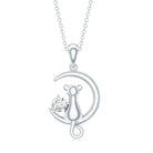 Certified Moissanite Cat and Moon Pendant D-VS1 - Rosec Jewels