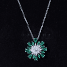 Certified Moissanite Flower Designer Necklace With Lab Emerald D-VS1 - Rosec Jewels