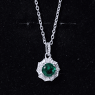 Lab Grown Emerald Moissanite Vintage Inspired Necklace with Chain AAAA 92.5 Sterling Silver - Rosec Jewels