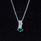 Oval Shaped Lab Emerald East West Necklace with Moissanite AAAA 92.5 Sterling Silver - Rosec Jewels