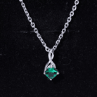 0.9 Carat Cushion Cut Lab Created Emerald Infinity Necklace With Silver Chain AAAA 92.5 Sterling Silver - Rosec Jewels