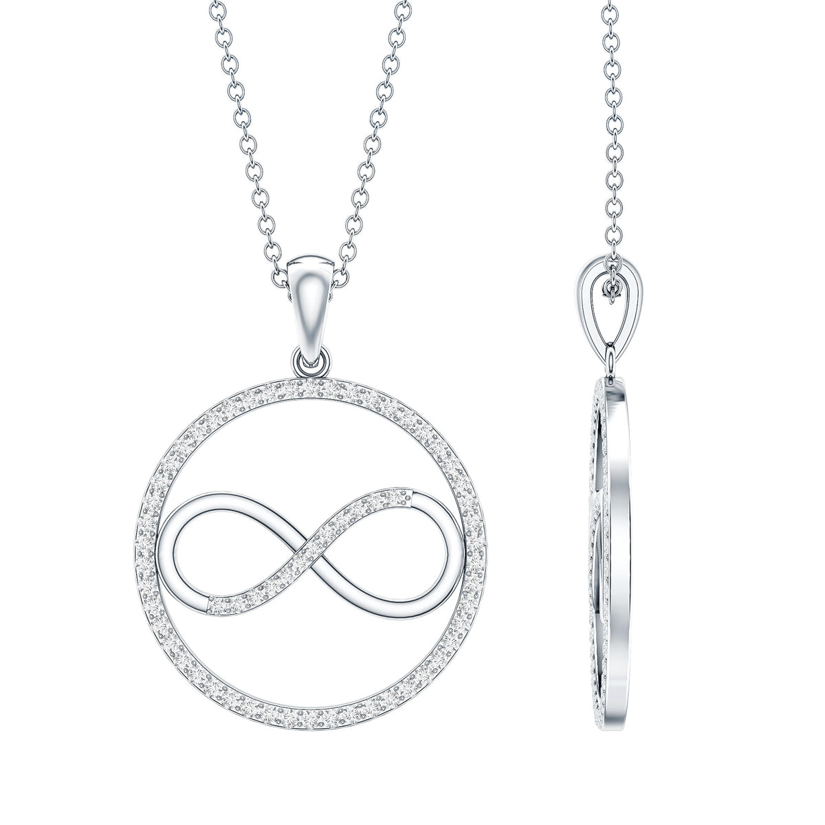 Diamonds Infinity Eternity Pendant Necklace Lab - ( EF-VS ) - Rosec Jewels