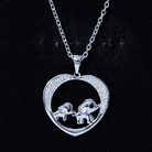 Diamond Elephant Mother Child Necklace Lab - ( EF-VS ) - Rosec Jewels