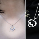 Diamond Elephant Mother Child Necklace Lab - ( EF-VS ) - Rosec Jewels