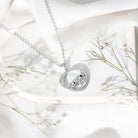 Diamond Elephant Mother Child Necklace Lab - ( EF-VS ) - Rosec Jewels