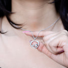 Diamond Elephant Mother Child Necklace Lab - ( EF-VS ) - Rosec Jewels
