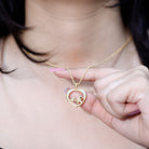 Diamond Elephant Mother Child Necklace Lab - ( EF-VS ) - Rosec Jewels