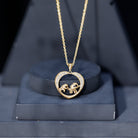 Diamond Elephant Mother Child Necklace Lab - ( EF-VS ) - Rosec Jewels