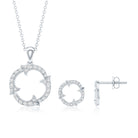 Certified Diamond Circle Necklace Earrings Set Lab - ( EF-VS ) - Rosec Jewels