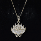 Diamond Designer Lotus Flower Necklace Lab - ( EF-VS ) - Rosec Jewels