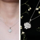 Diamond Designer Lotus Flower Necklace Lab - ( EF-VS ) - Rosec Jewels