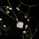 Diamond Designer Lotus Flower Necklace Lab - ( EF-VS ) - Rosec Jewels