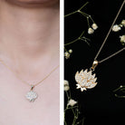 Diamond Designer Lotus Flower Necklace Lab - ( EF-VS ) - Rosec Jewels