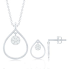 Diamond Wedding Necklace Earring Set for Bride Lab - ( EF-VS ) - Rosec Jewels